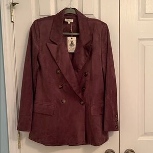 Easel Deep Purple Double-Breasted Sueded Blazer S
